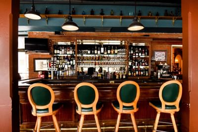 High chairs at a bar counter in a restaurant at Inn at Saratoga