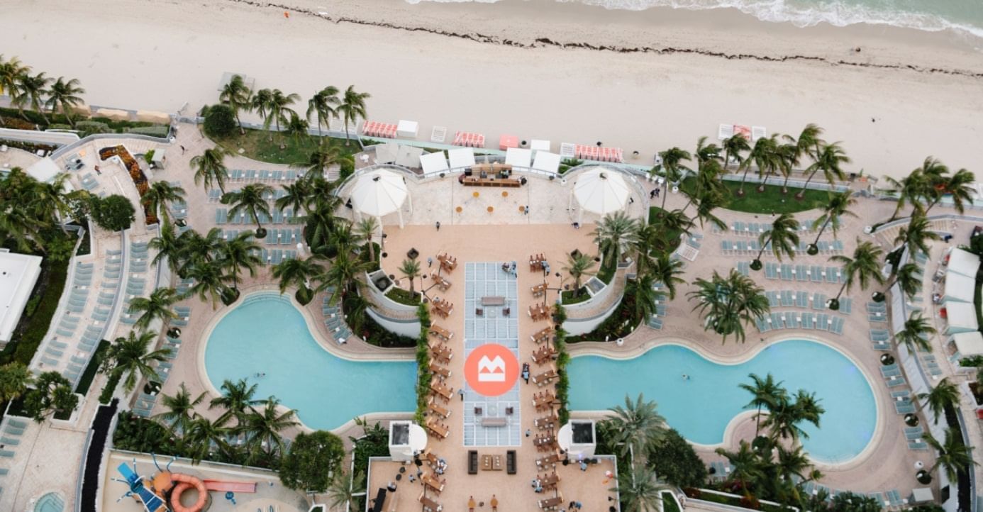 Aerial view of the Hotel & pool area at The Diplomat Resort
