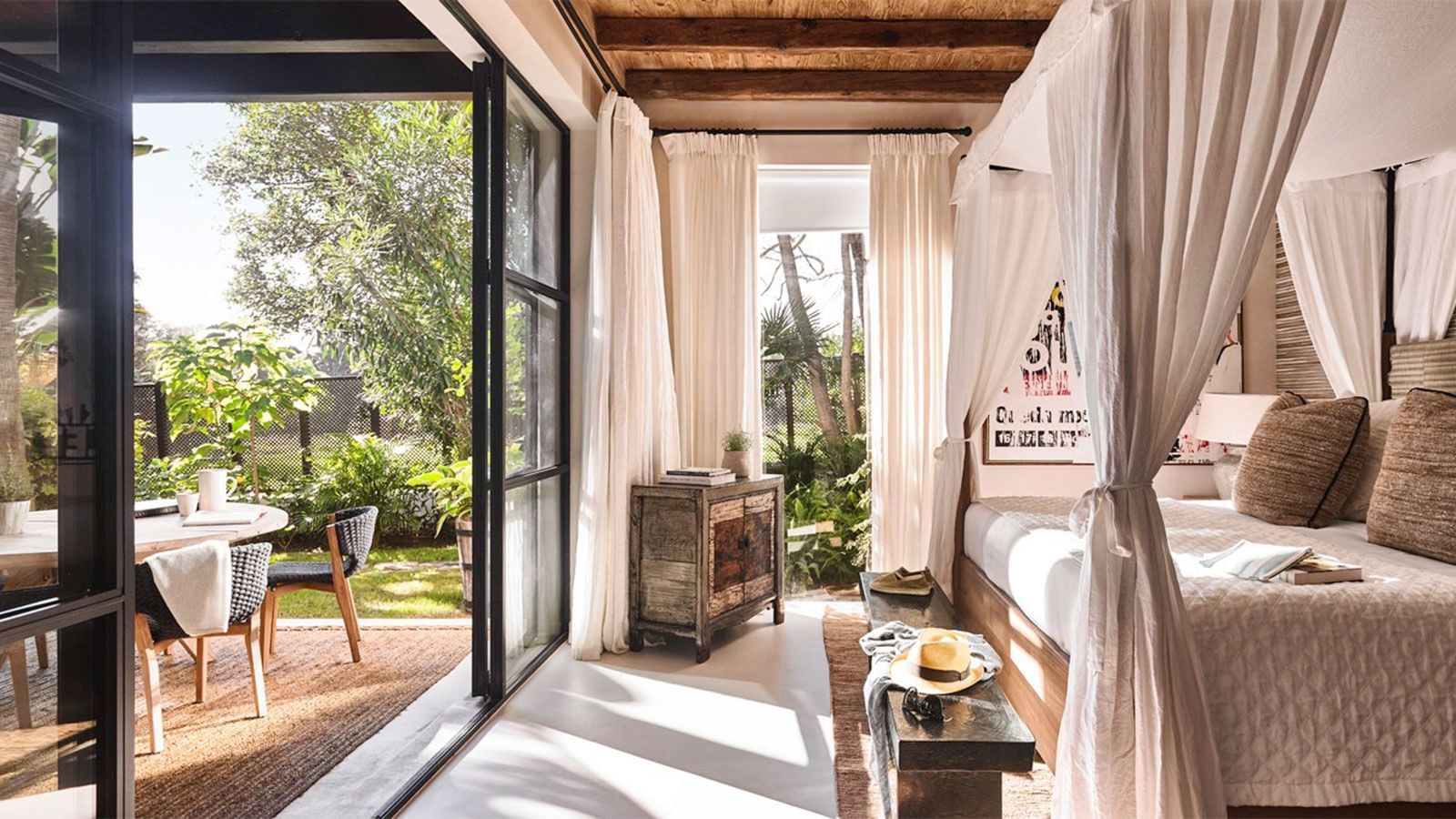 Bel Air bedroom with outdoor dining space at Marbella Club
