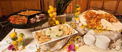 Table full of catered foods