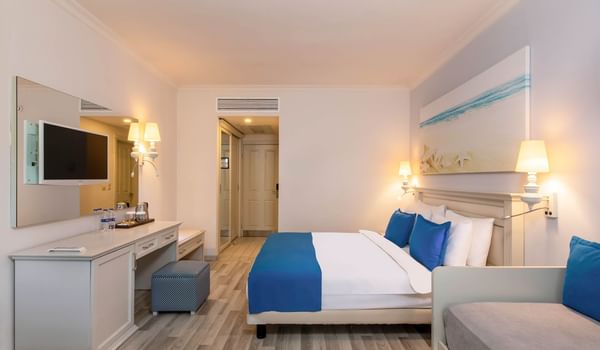 King bed in Standard Land View Room at Bodrum Imperial