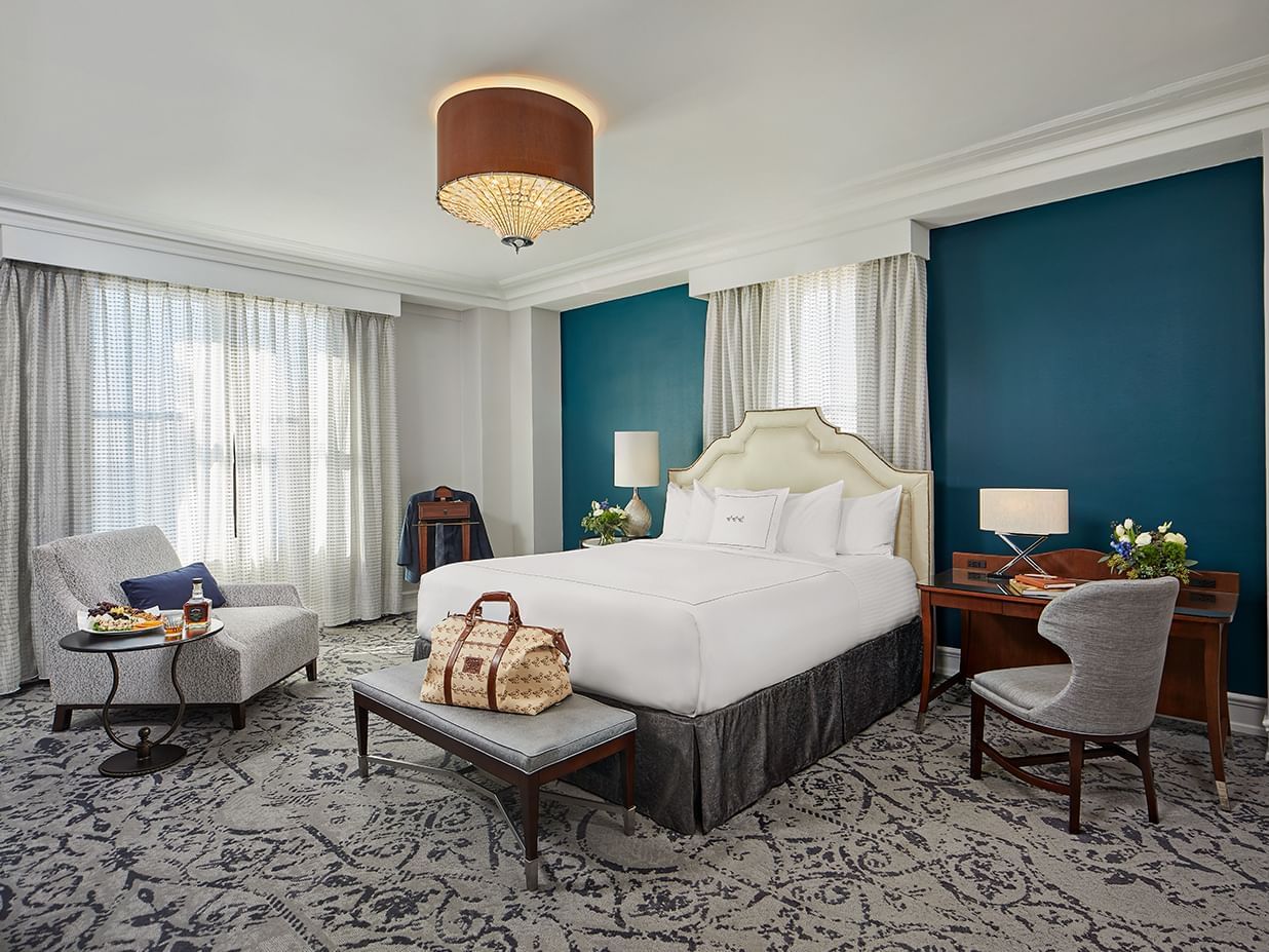 Bed & furniture in celebrity suites at The Peabody Memphis