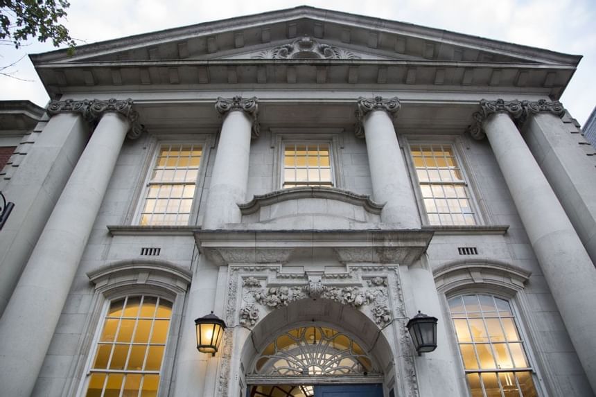 Exterior of Chelsea old town hall near Sloane Square Hotel