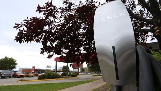 Close up on a Tesla Charger at Gouverneur Trois Rivieres
