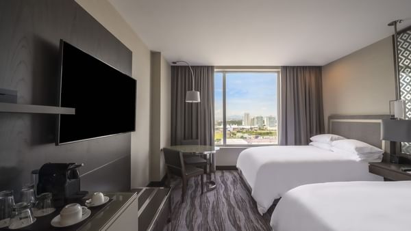 Interior of Deluxe Double bedroom at Grand Fiesta Americana