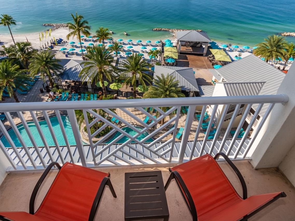 Balcony of Gulf-View room at Shephard's Beach Resort