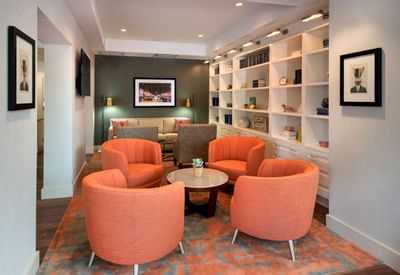 coral seating in lobby