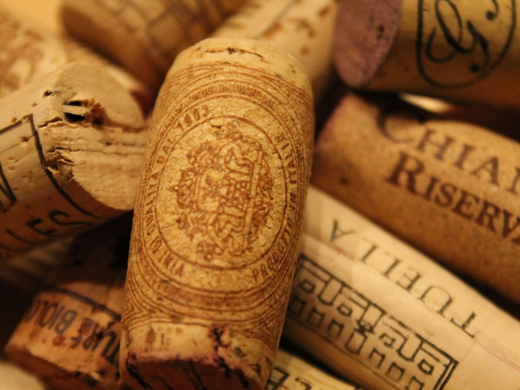 Close-up of wine lids at Precise House Montaperti Siena