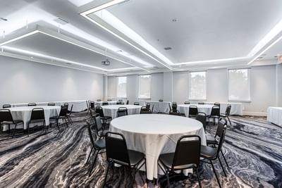 Banquet tables arranged, Harborside Ballroom, Harborside Hotel