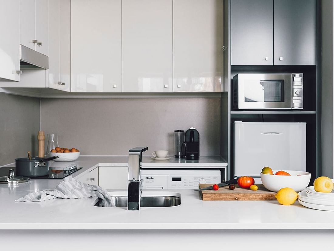 Veggies on the kitchen counter in 2 Bedroom 2 Bathroom Superior Suite at Quay West Suites Melbourne