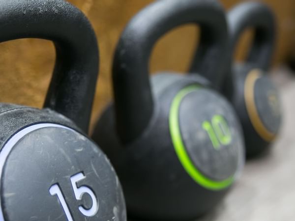 Close photo of kettle bells