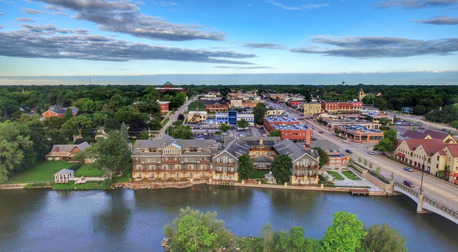 buildings on a river