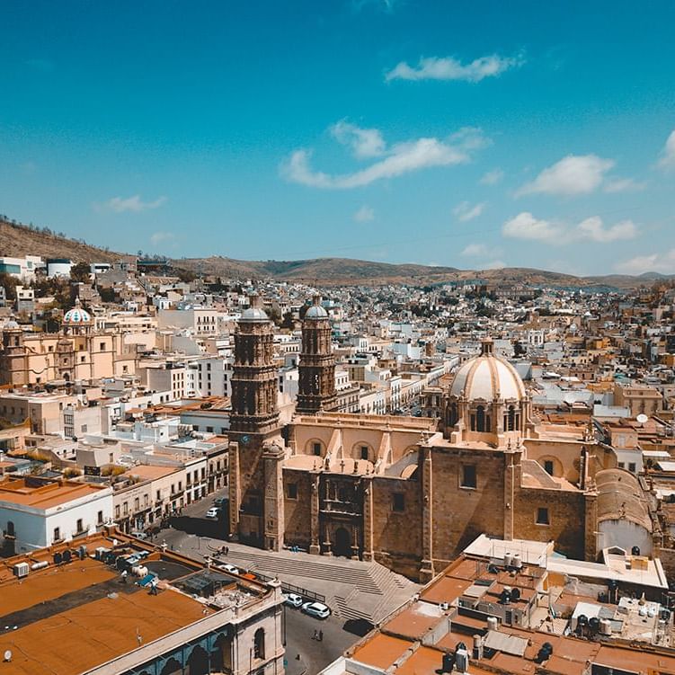 Aerial view of Zacatecas city near DOT Hotels
