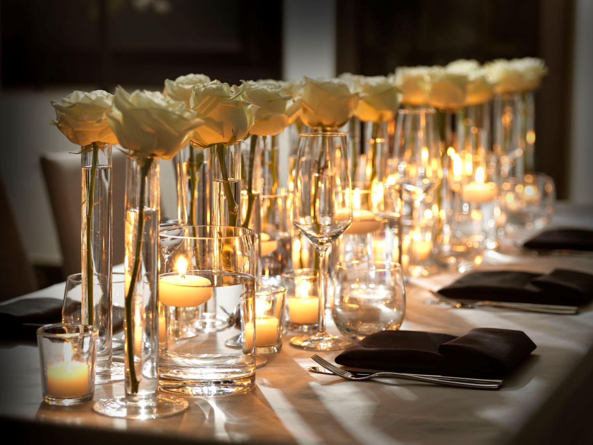 Tablet set up for a private dinner for a wedding