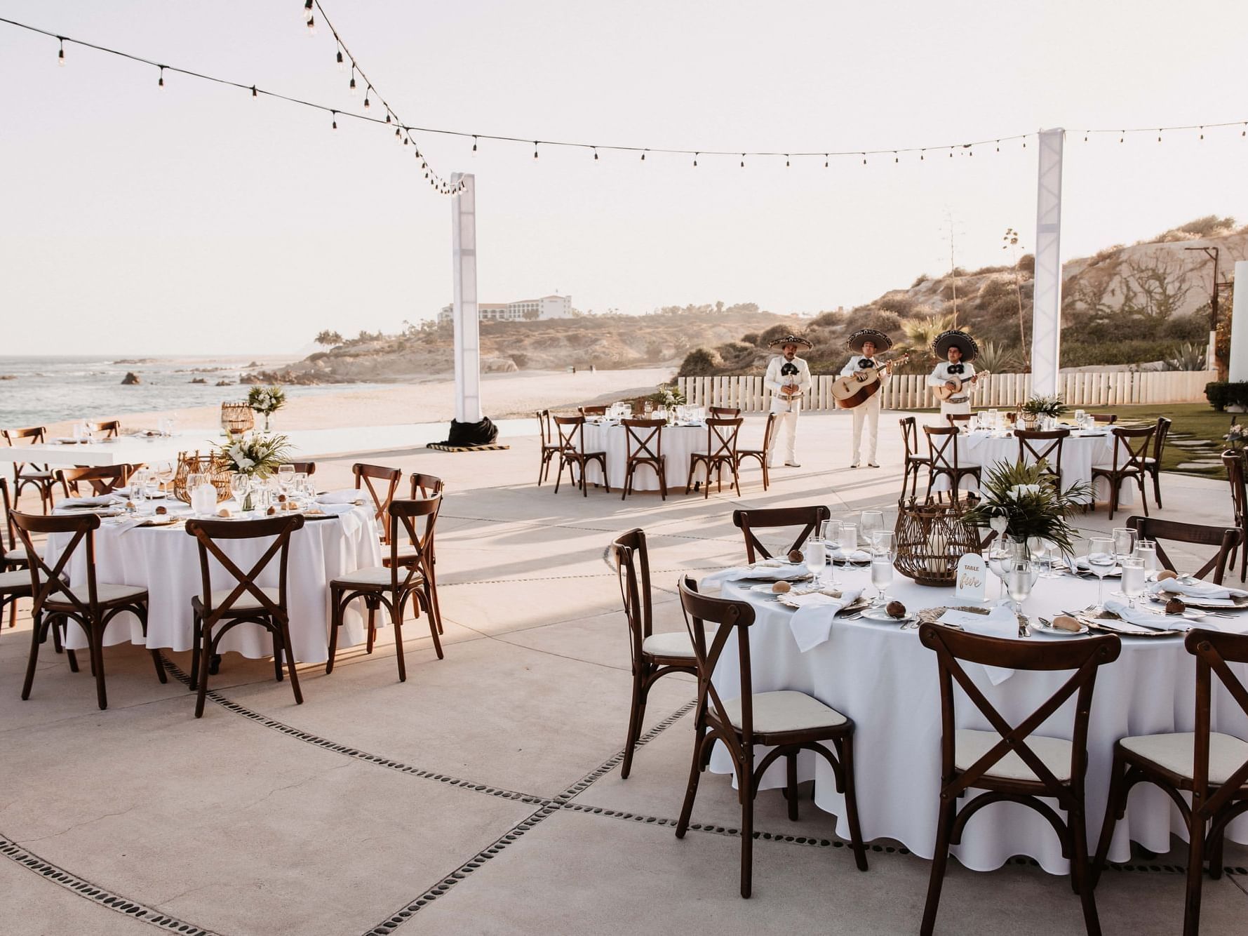 Dining area of the pool terraces at Marquis Los Cabos Resort