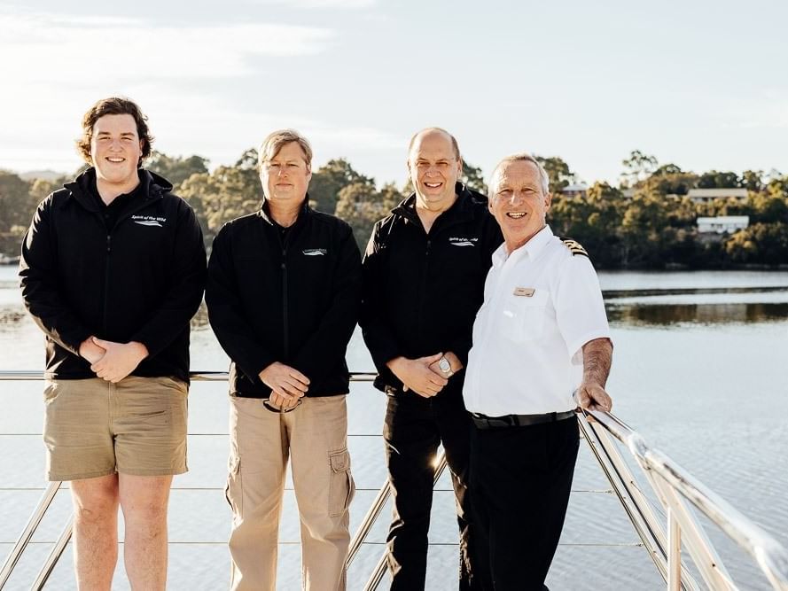 Captain and the crew on the vessel at Gordon River Cruise