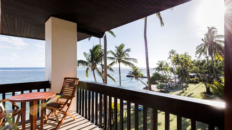 Ocean View Room balcony with a ocean view at Warwick Fiji