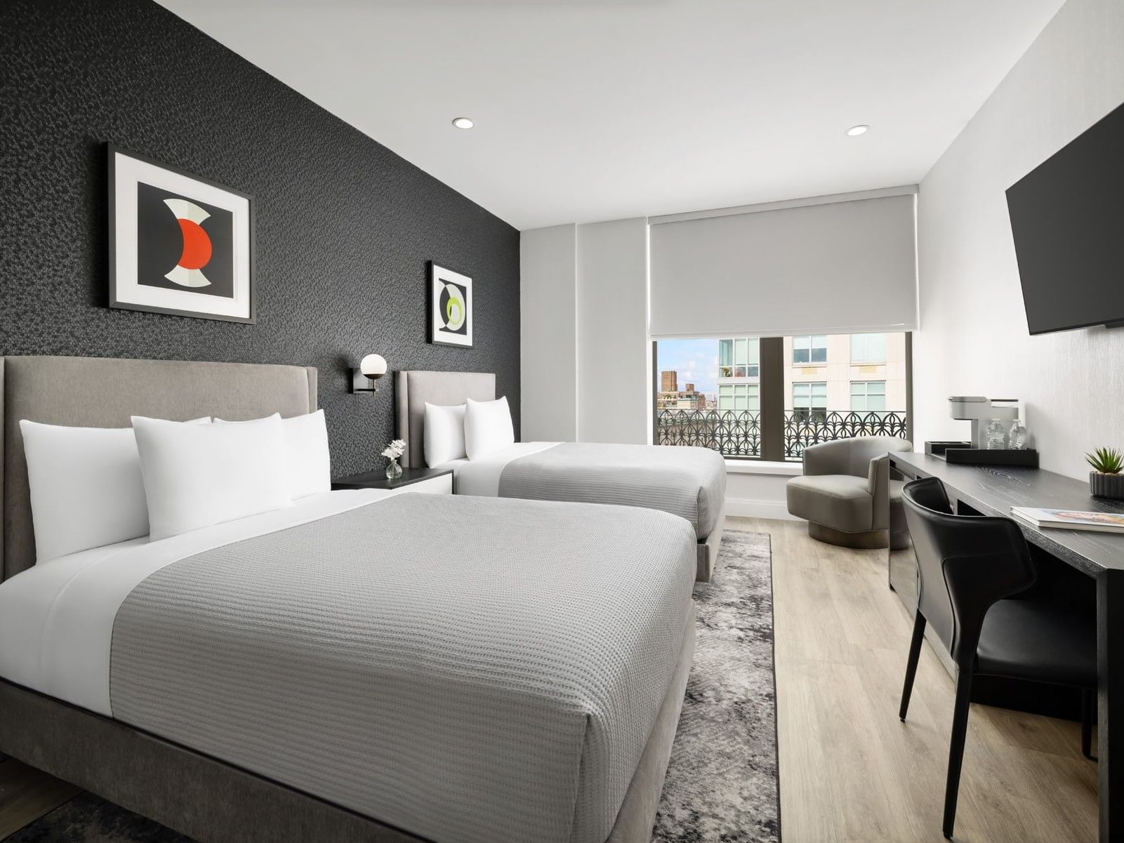 Book the Deluxe Double Double Room at Arthouse Hotel NYC.  Accommodation up to 4 people