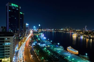 Distant view of the city streets near Carlton Dubai Creek Hotel