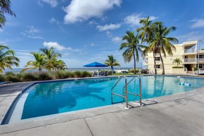 steps into pool