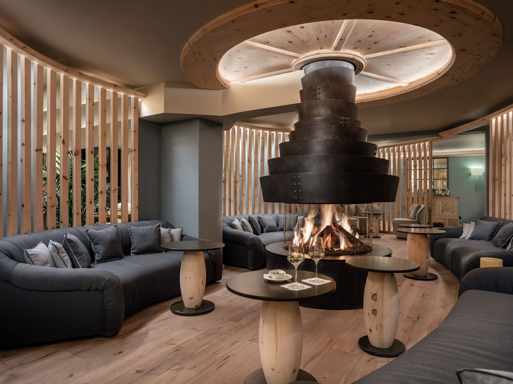 Seehof Davos Bar Fireplace