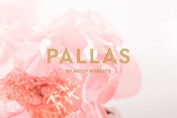 Pallas by Kelly Roberts Logo on flower background