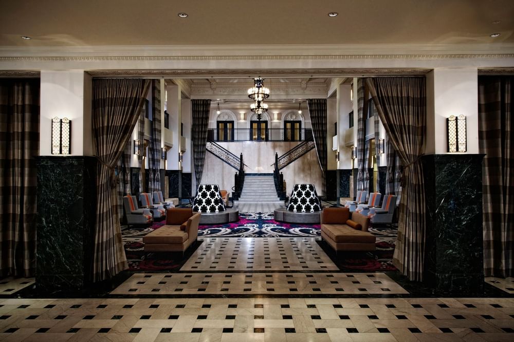 Interior of lobby & lounge area at The Mayo Hotel