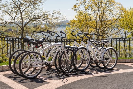 Bicycles parked on the roadside at The Abbey Inn