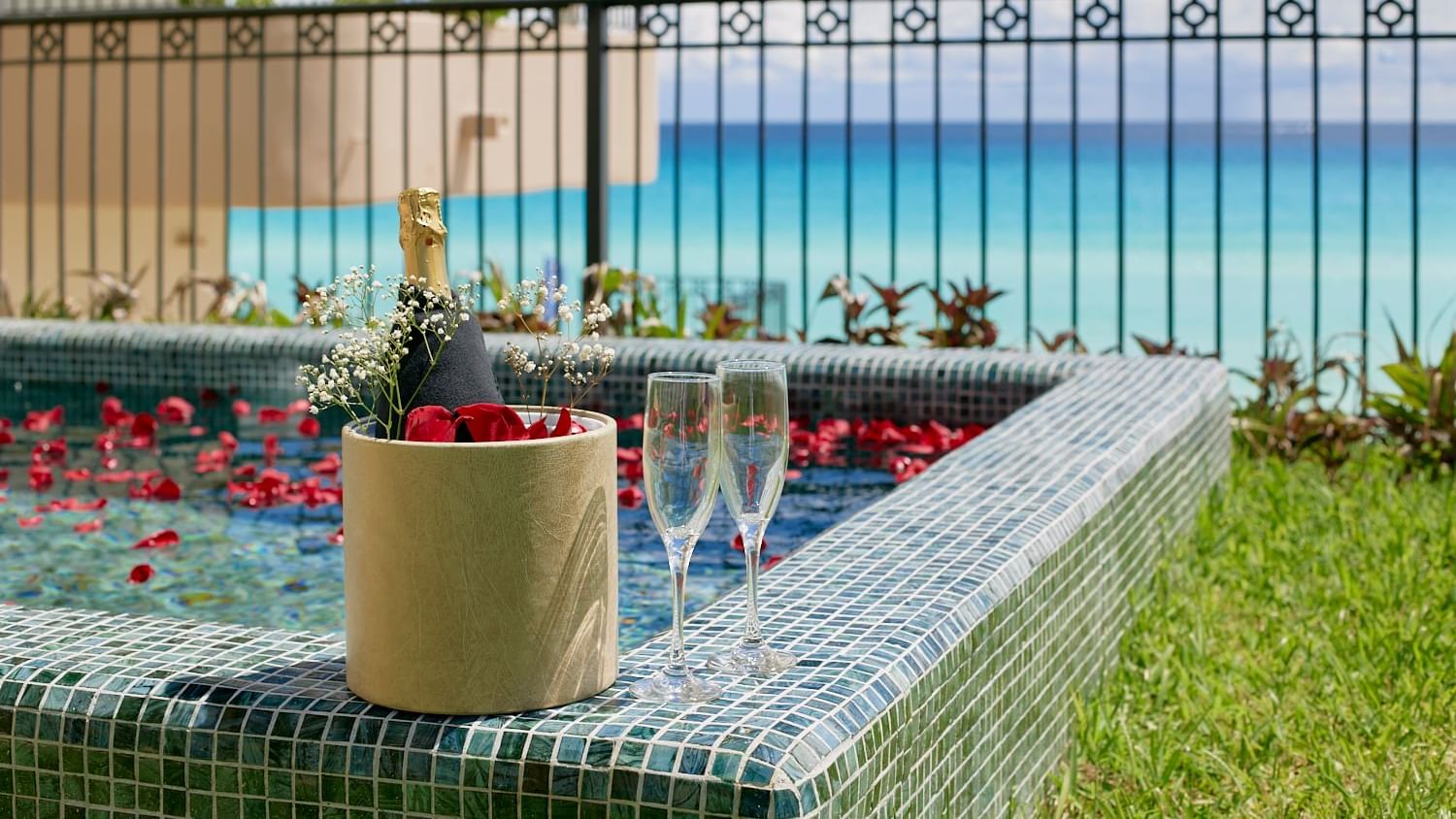 Champagne by pool at Fiesta Americana Condesa Cancún
