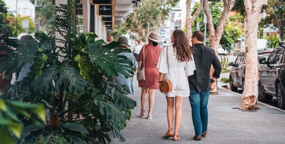 People walking on James Street near Amora Hotel Brisbane