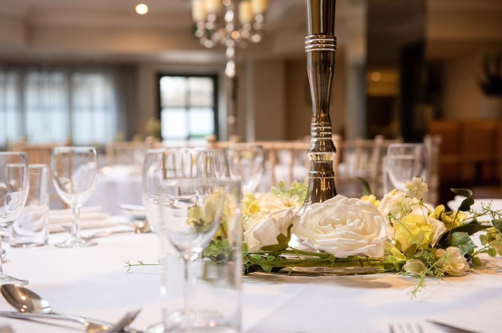 close up of floral wedding decor at villiers hotel buckingham