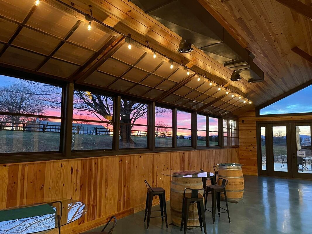 Lounge area overlooking the sunset from Inn at Willow Grove