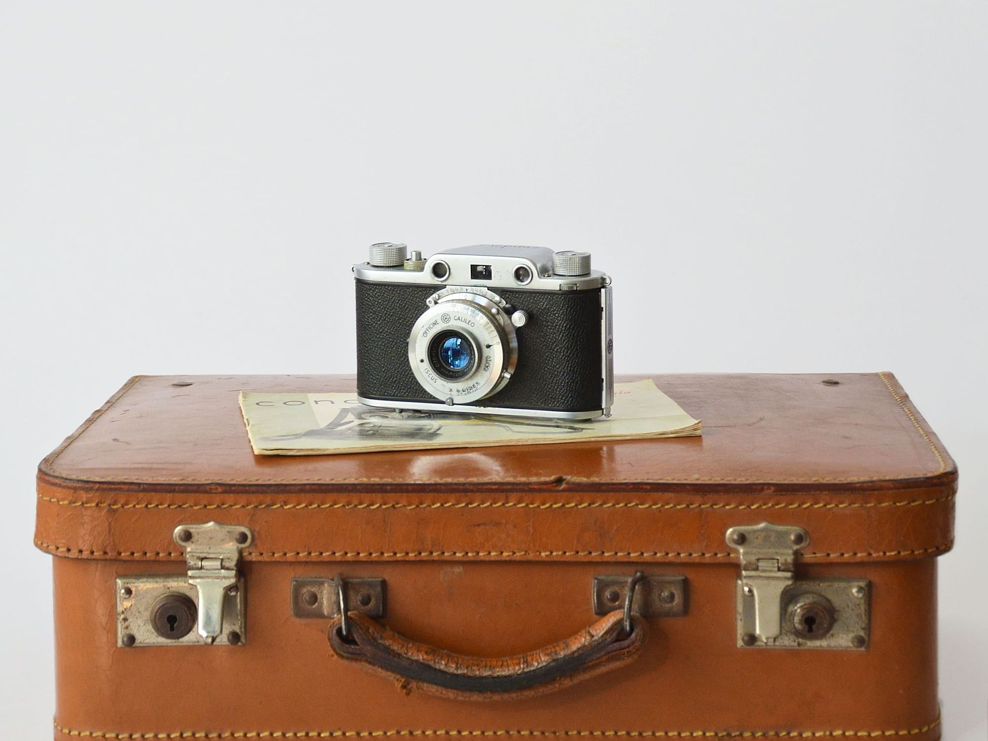 Close-up of Ferrania Condor on a suitcase at Henn Na Hotel New York