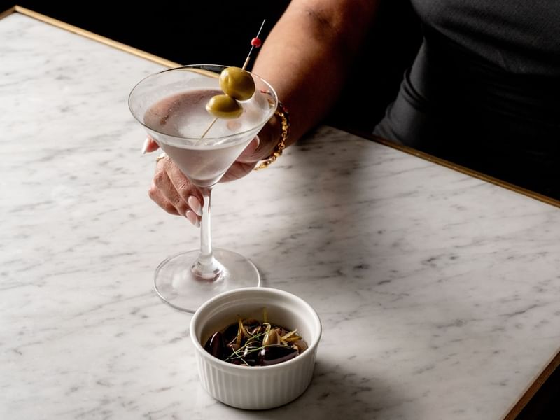 Cocktail served on a table in BAR THIRTY6 at Pullman Sydney Hyde Park