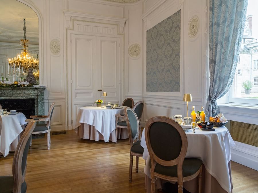 Interior of dining area at Chateau de dissay