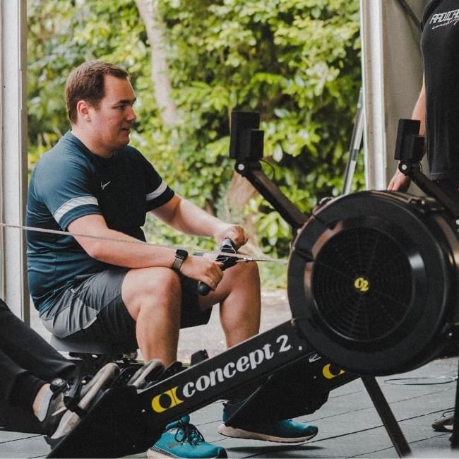 man using rowing machine at East Park Gym in Berkshire