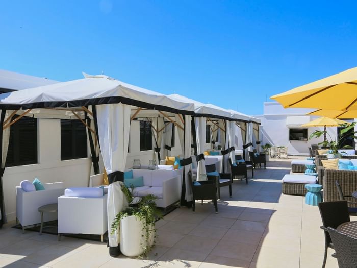 Exterior lounge area at The Pearl Hotel, Rosemary Beach, FL
