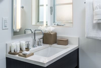 bathroom sink and mirror