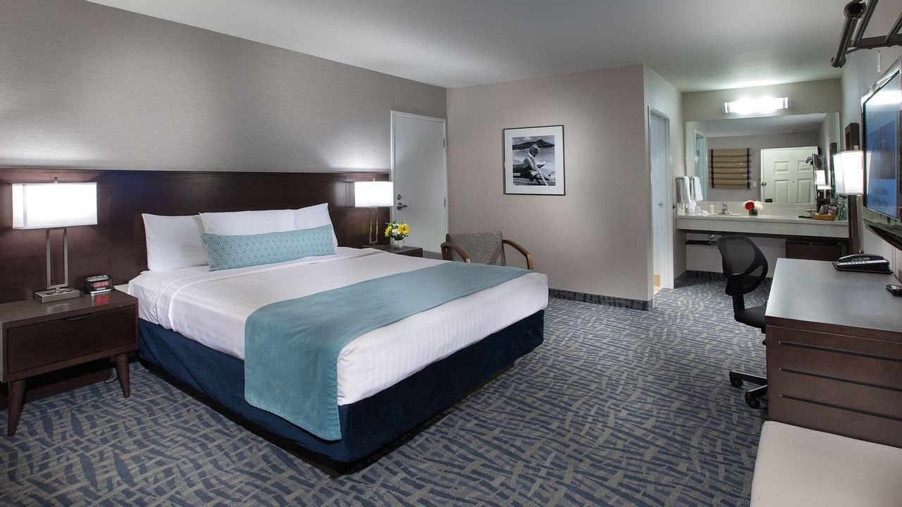 Bed in hotel room