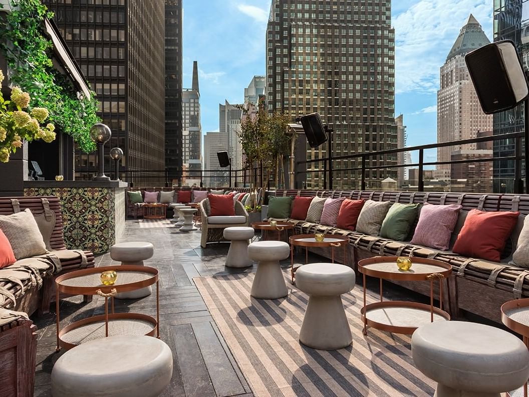 PH-D terrace lounge in the morning  at Dream Midtown New York