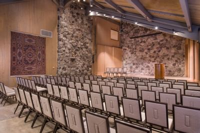 Theater style chair setup in Chapel Theater at Sleeping Lady