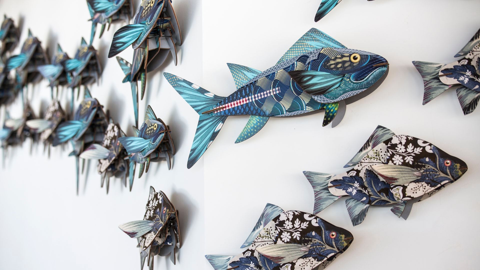 Wall decoration with 3D fishes at Falkensteiner Hotels