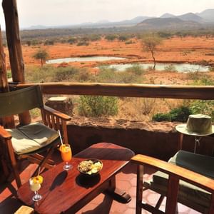 Beverages served on the balcony at Hotel Kilaguni Serena