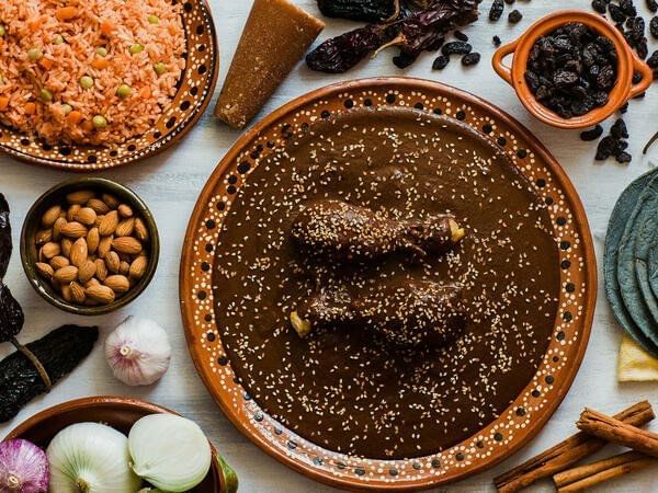 Served Mole Mexicano dish at Grand Fiesta Americana