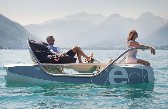 A couple on a Celco pedal boat at Danna Langkawi Hotel