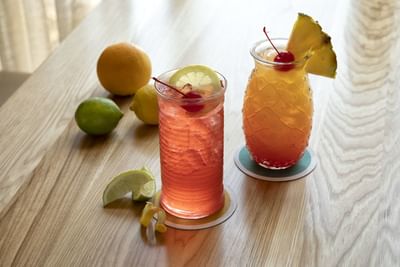 Two crafted cocktails