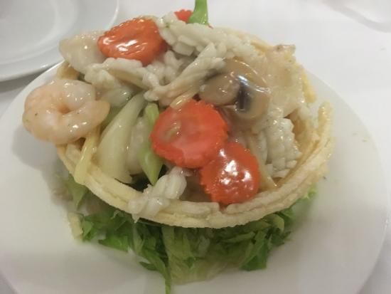 Seafood Birdsnest dish served at Nesuto The Entrance Apartment