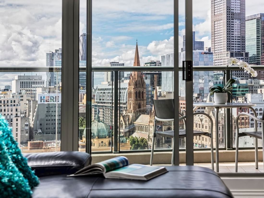 City views from 3 Bedroom 2 Bathroom Premium Apartment at Quay West Suites Melbourne