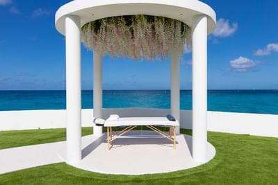 Wedding ceremony setting outdoors, Morgan Resort Spa Village