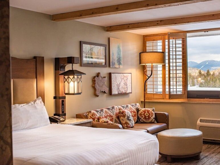 Interior of a Premier View Single King Bedroom at Peaks Resort